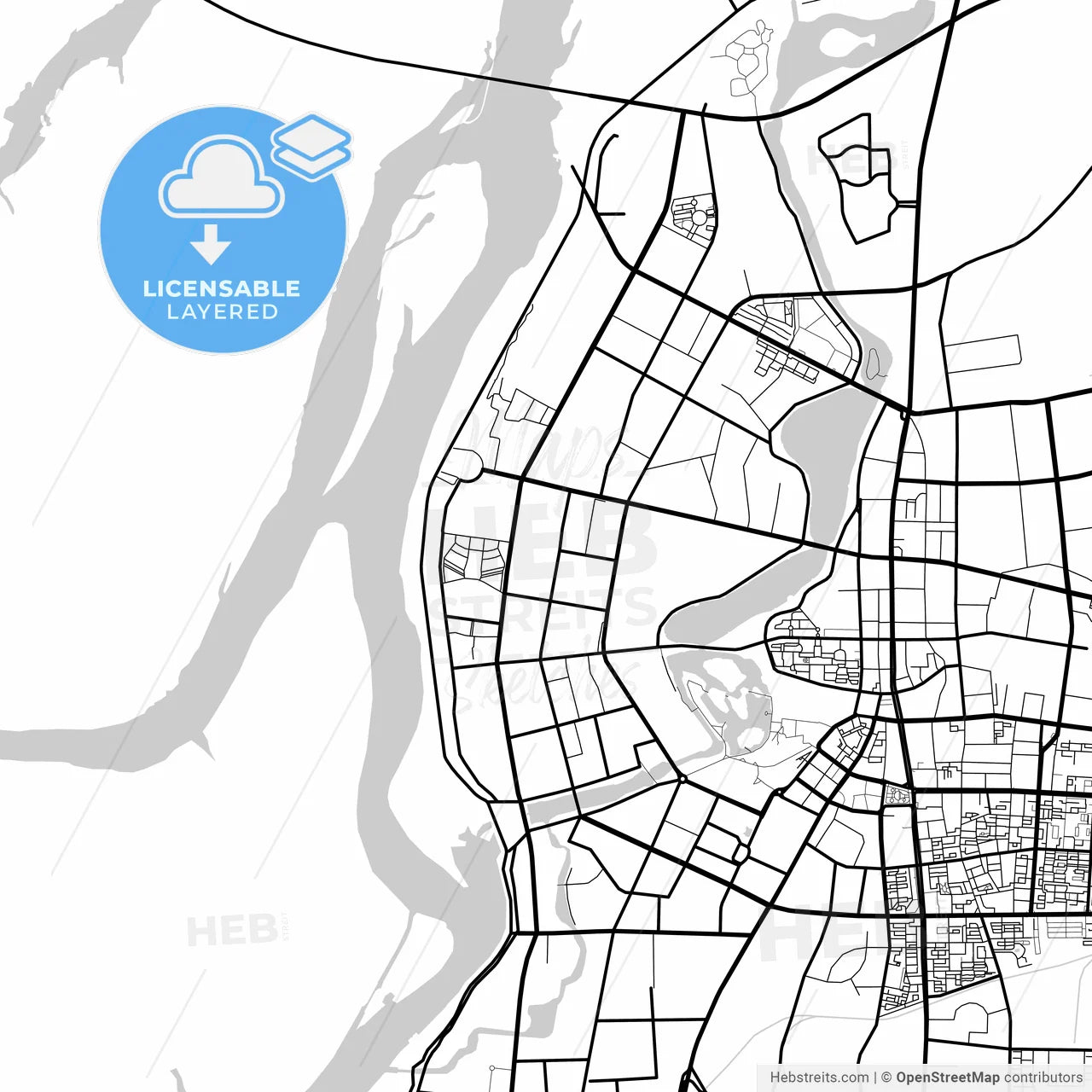 Layered PDF map of Qiqihar, Heilongjiang, China