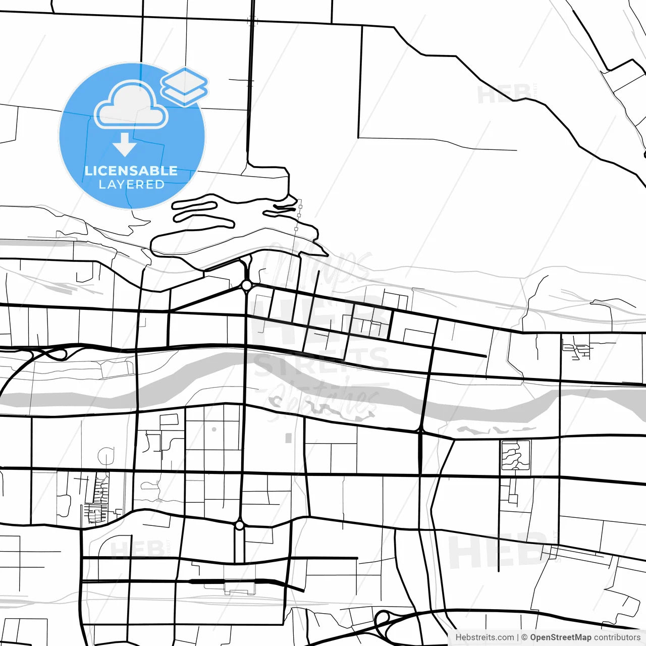 Layered PDF map of Baoji, Shaanxi, China