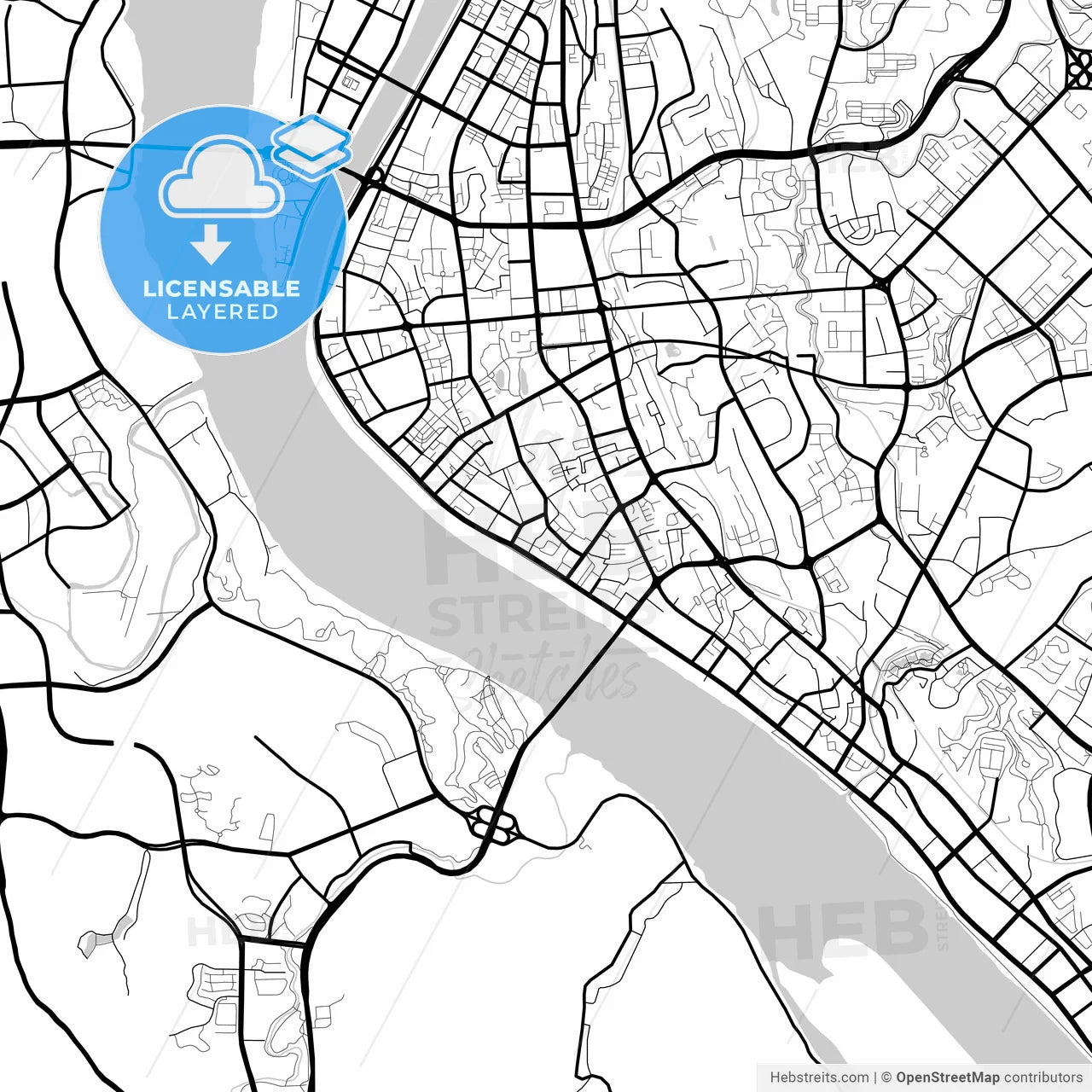 Layered PDF map of Yichang, Hubei, China