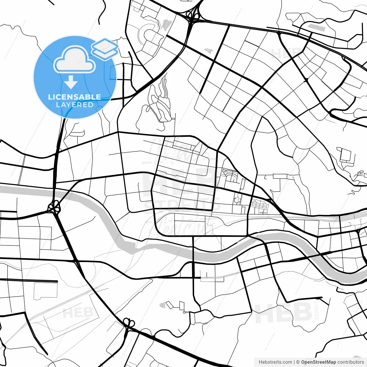 Layered PDF map of Mianyang, Sichuan, China