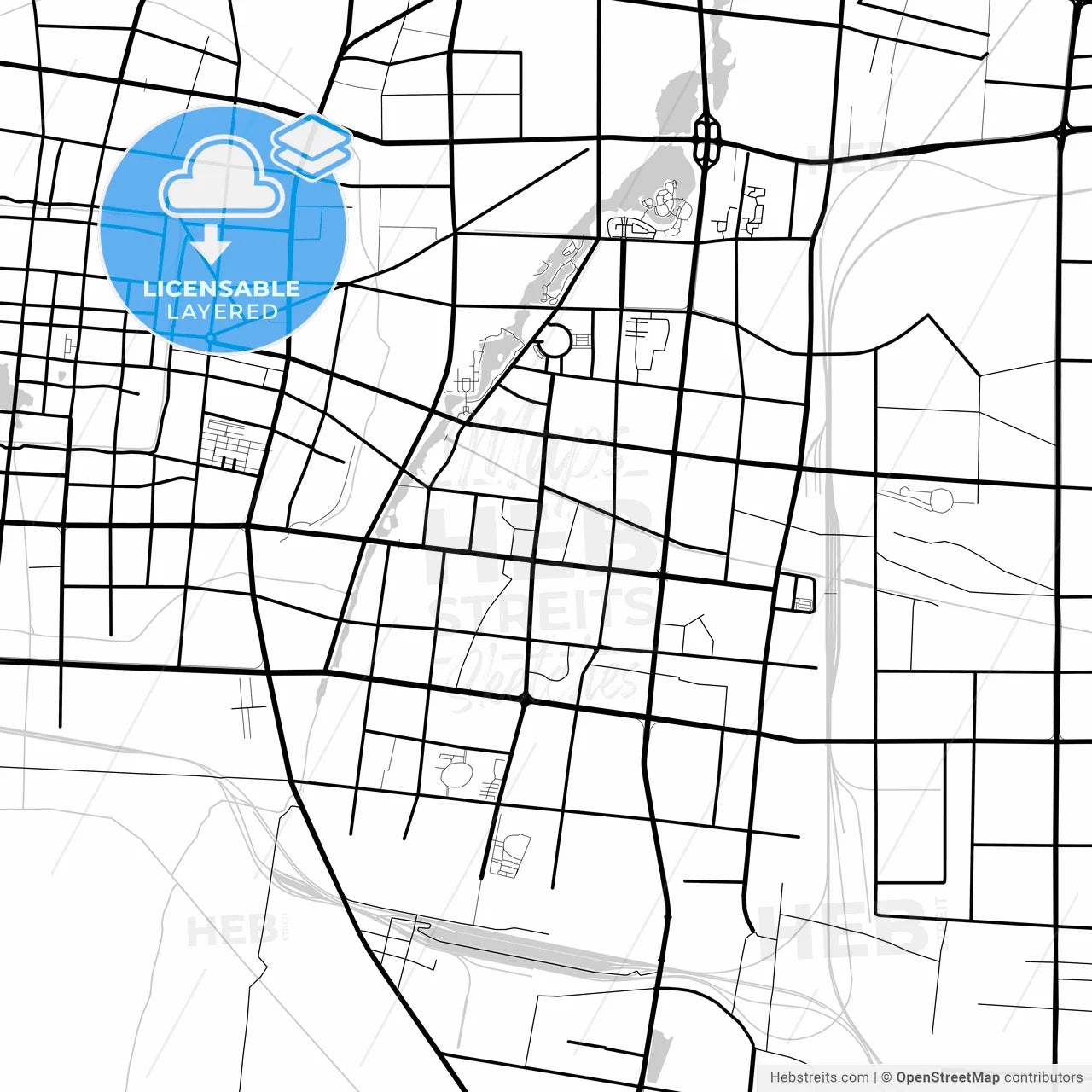 Layered PDF map of Heze, Shandong, China