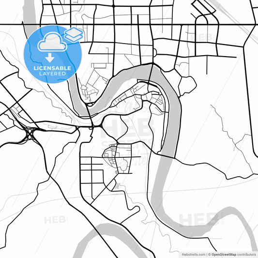 Layered PDF map of Neijiang, Sichuan, China