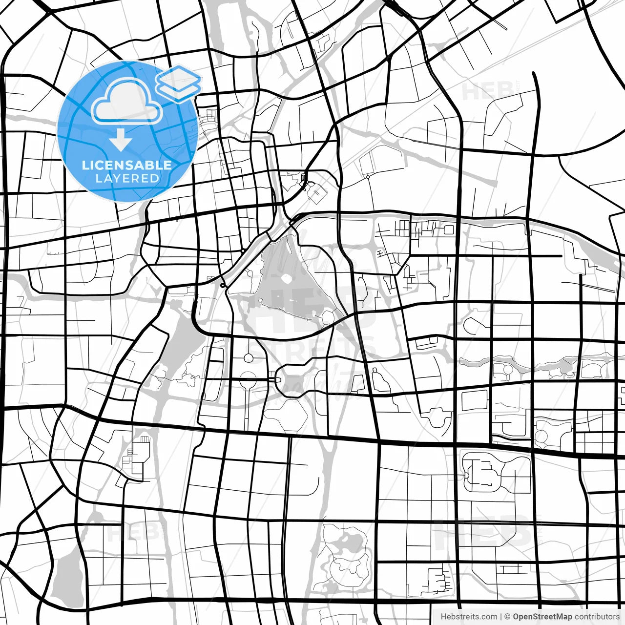 Layered PDF map of Jiaxing, Zhejiang, China