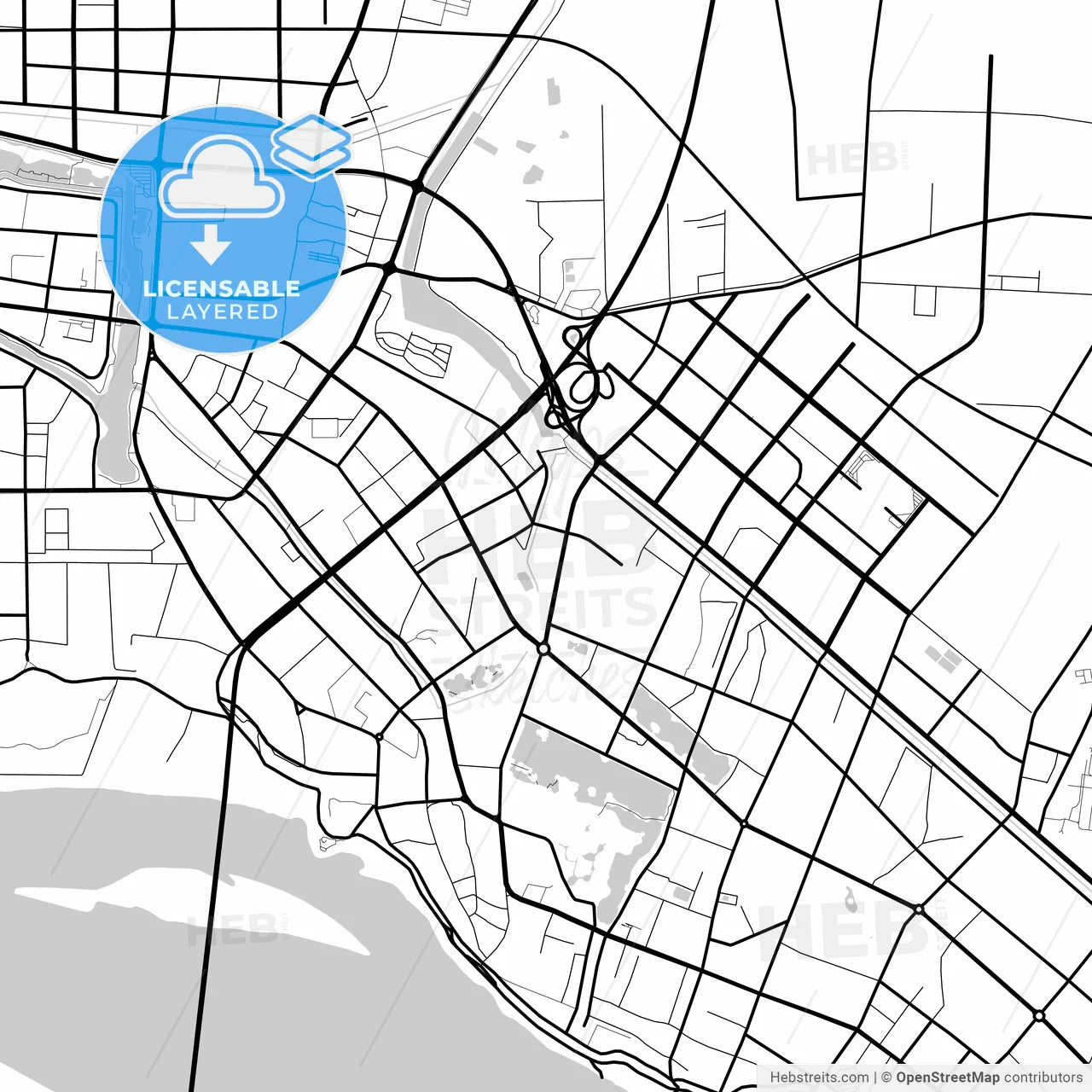 Layered PDF map of Jingzhou, Hubei, China