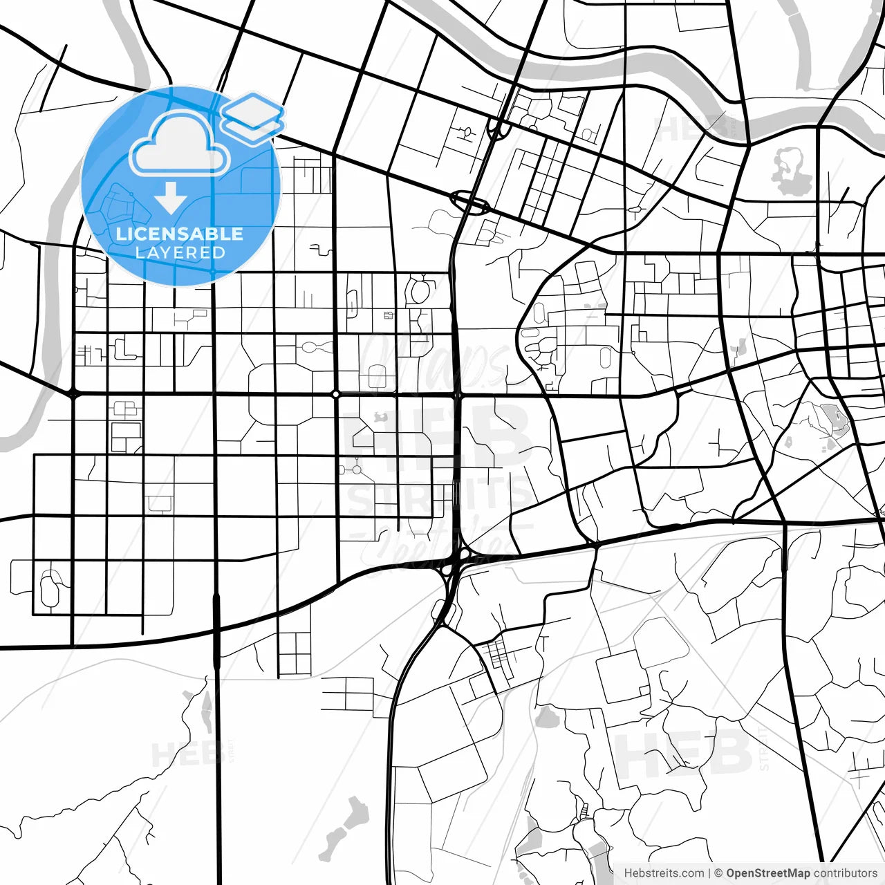 Layered PDF map of Hengyang, Hunan, China