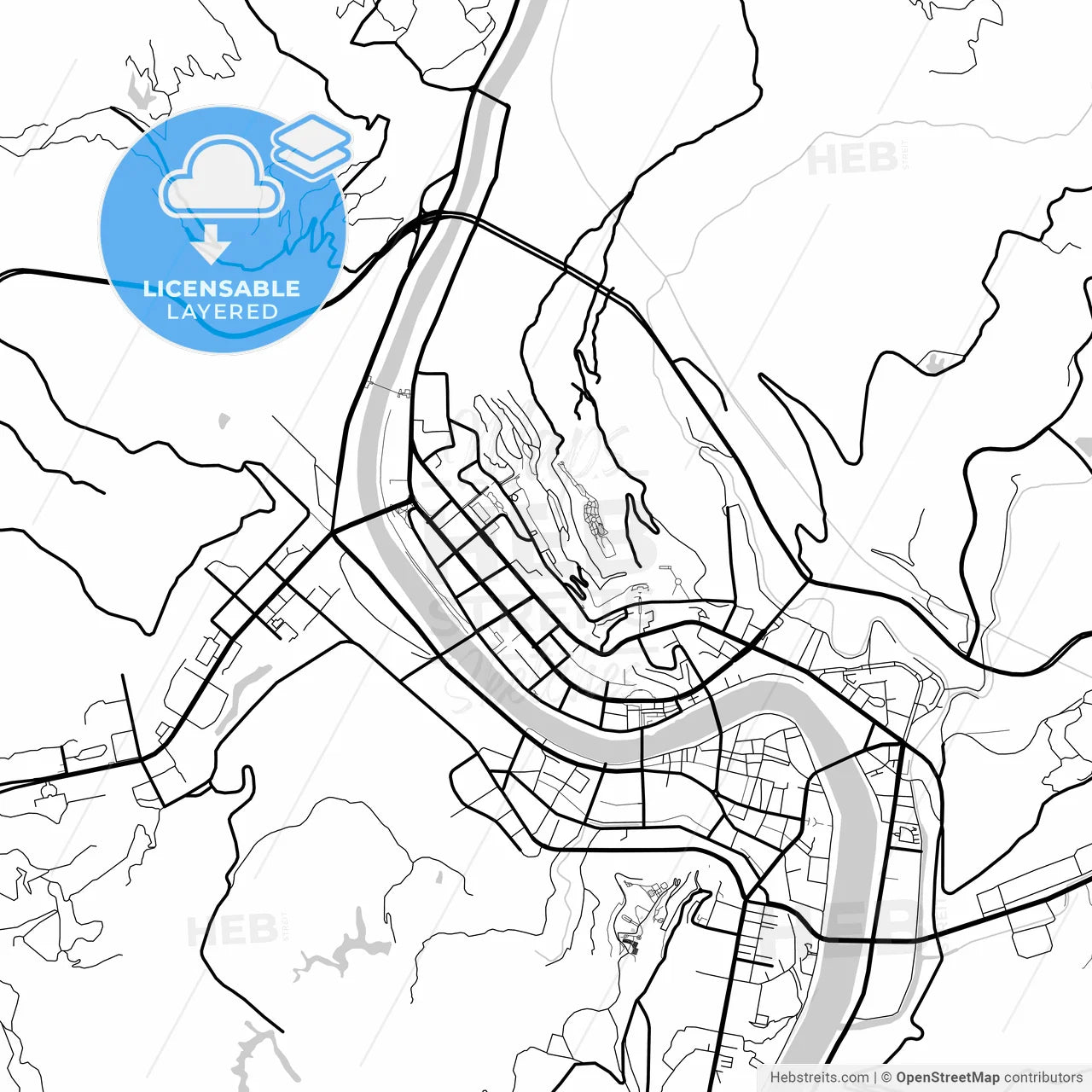 Layered PDF map of Bazhong, Sichuan, China