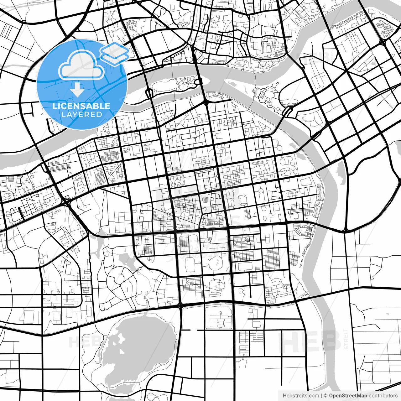 Layered PDF map of Jinhua, Zhejiang, China