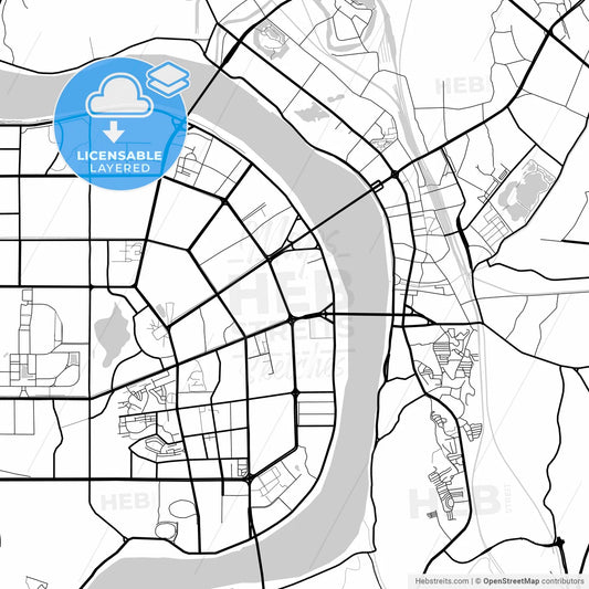 Layered PDF map of Zhuzhou, Hunan, China