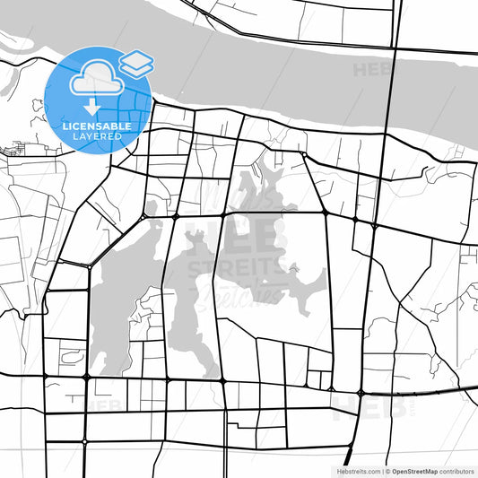 Layered PDF map of Ezhou, Hubei, China