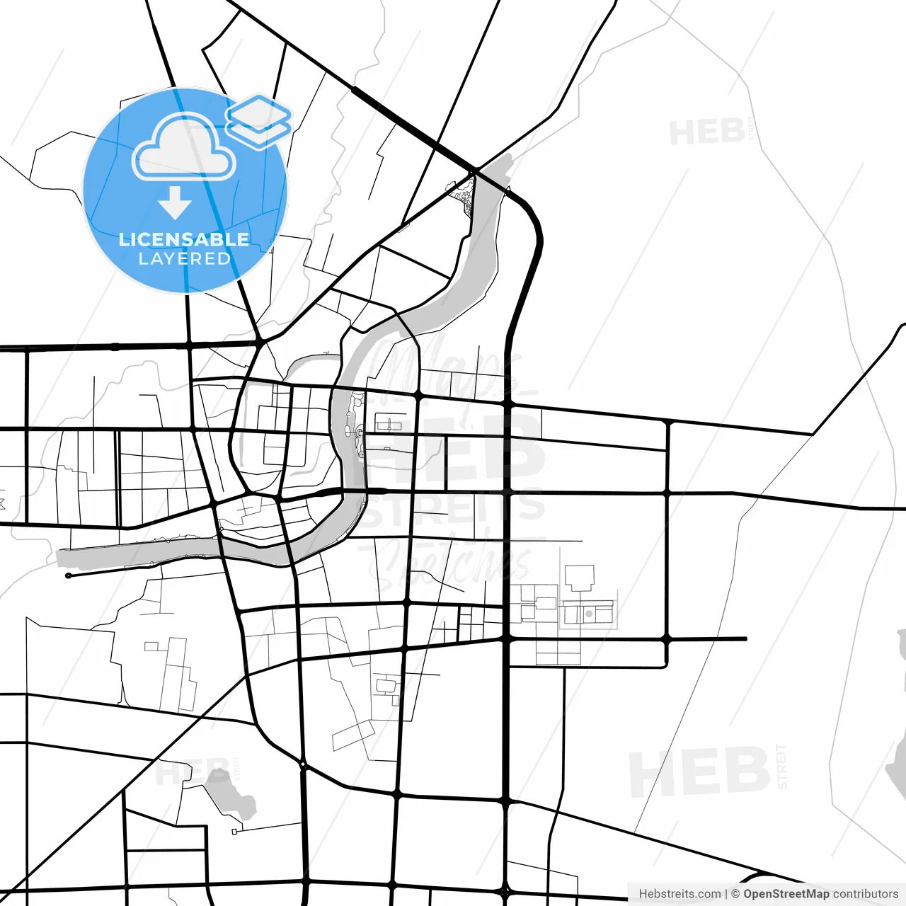 Layered PDF map of Zaoyang, Hubei, China