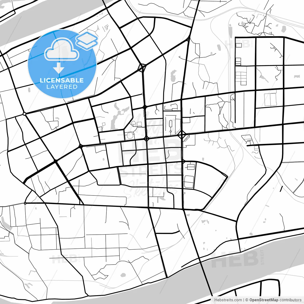 Layered PDF map of Xiangtan, Hunan, China