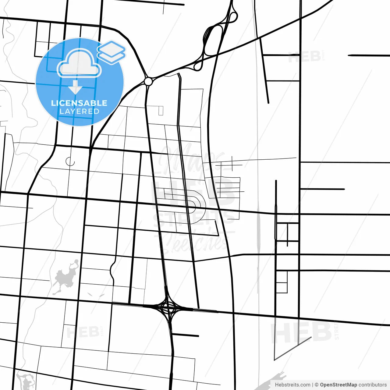 Layered PDF map of Handan, Hebei, China