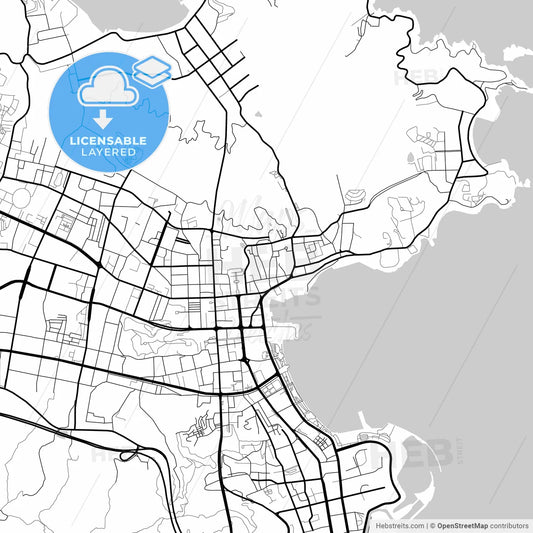 Layered PDF map of Weihai, Shandong, China