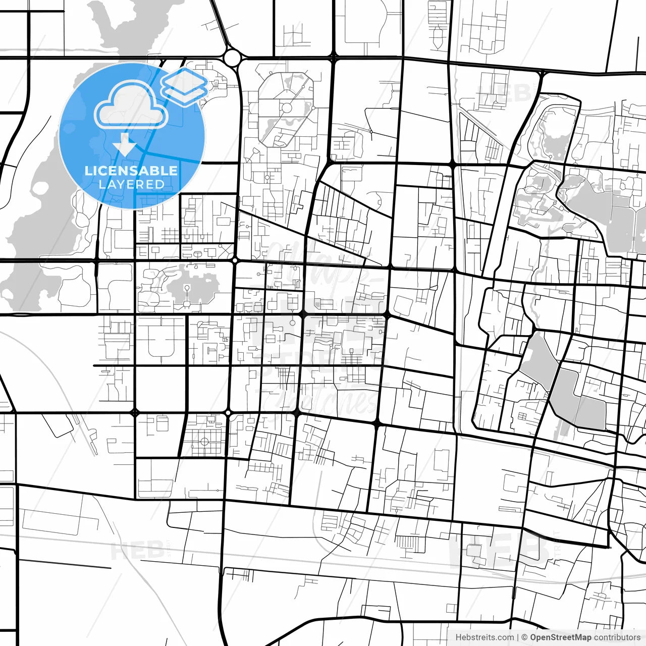 Layered PDF map of Kaifeng, Henan, China