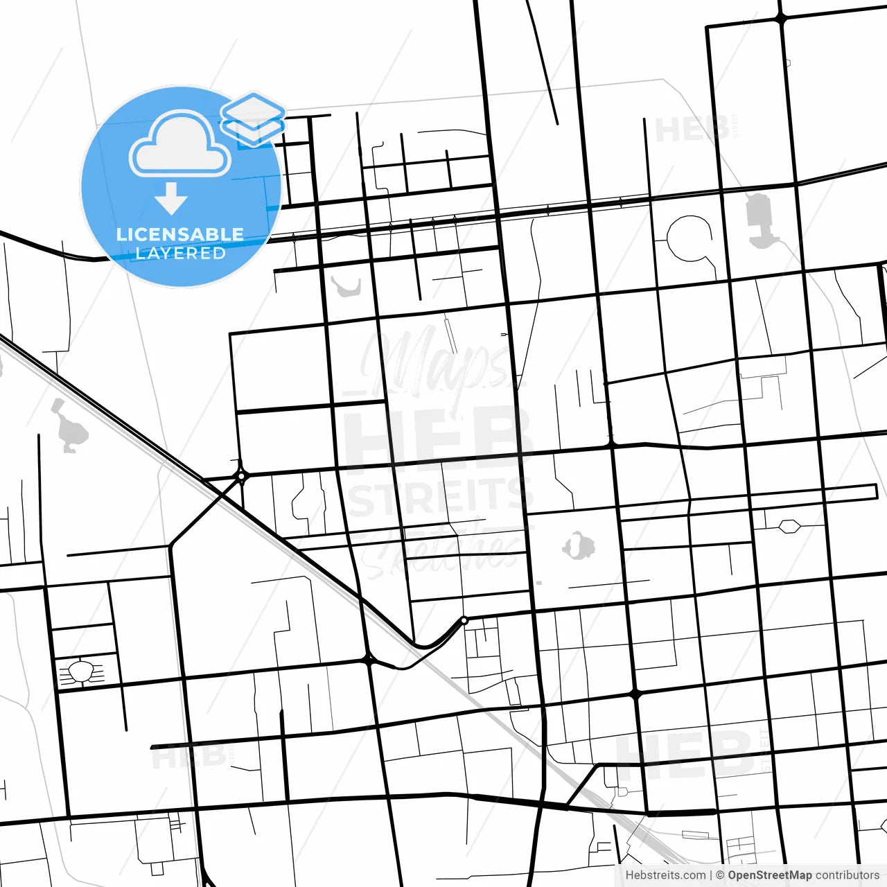 Layered PDF map of Langfang, Hebei, China