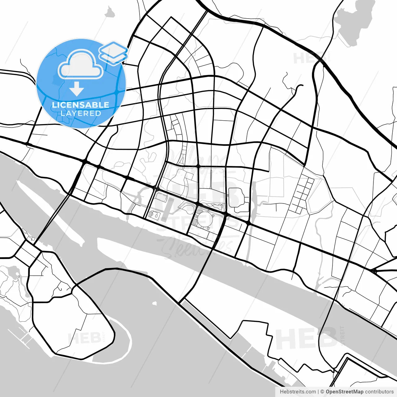Layered PDF map of Zhoushan, Zhejiang, China