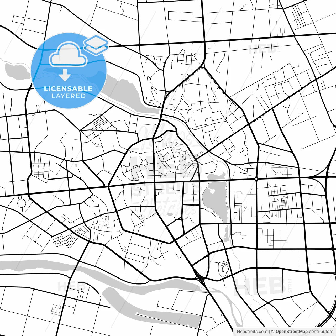 Layered PDF map of Kashgar, Xinjiang, China
