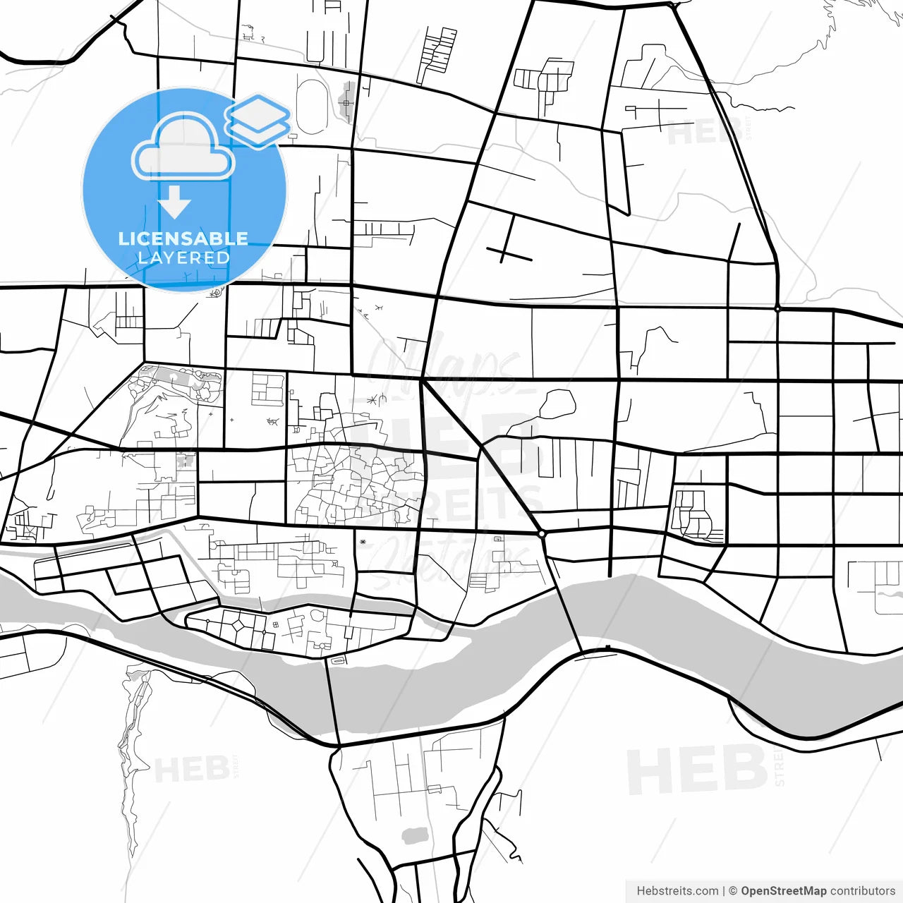 Layered PDF map of Lhasa, Tibet, China