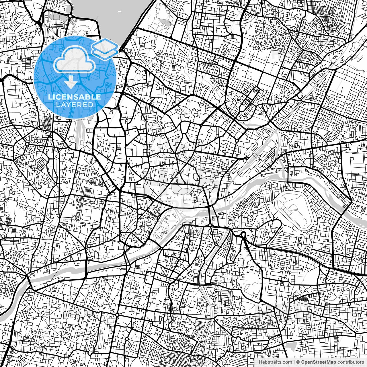 Layered PDF map of Hyderabad, Telangana, India