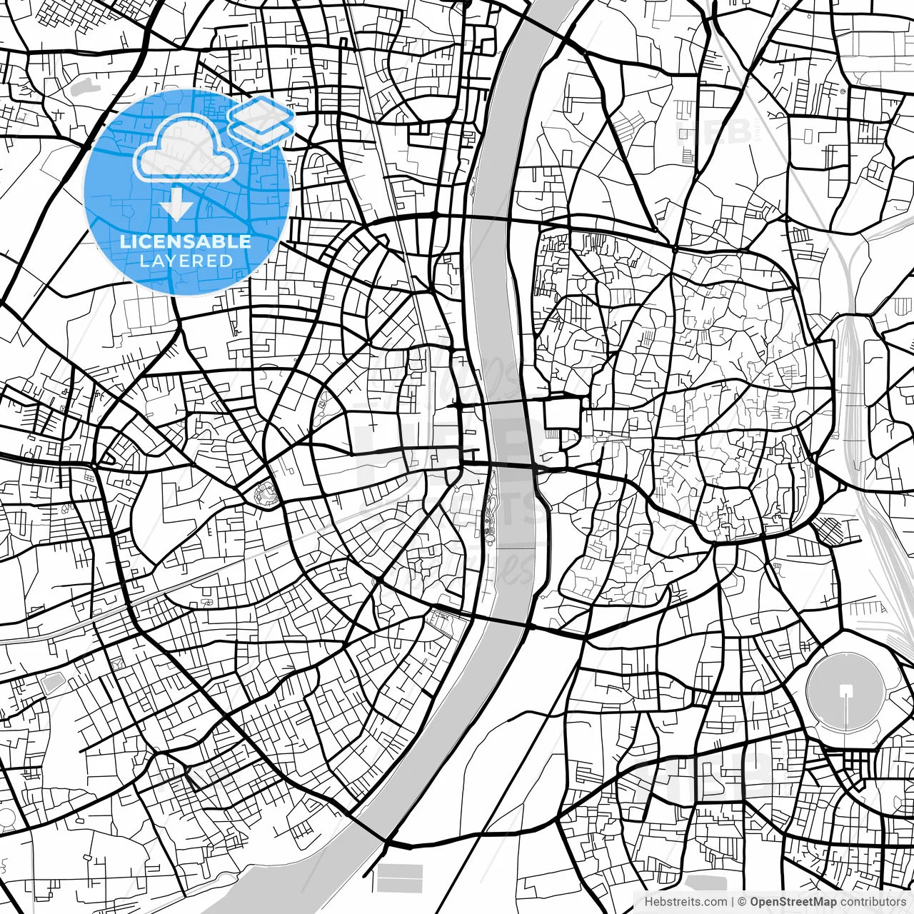 Layered PDF map of Ahmedabad, Gujarat, India