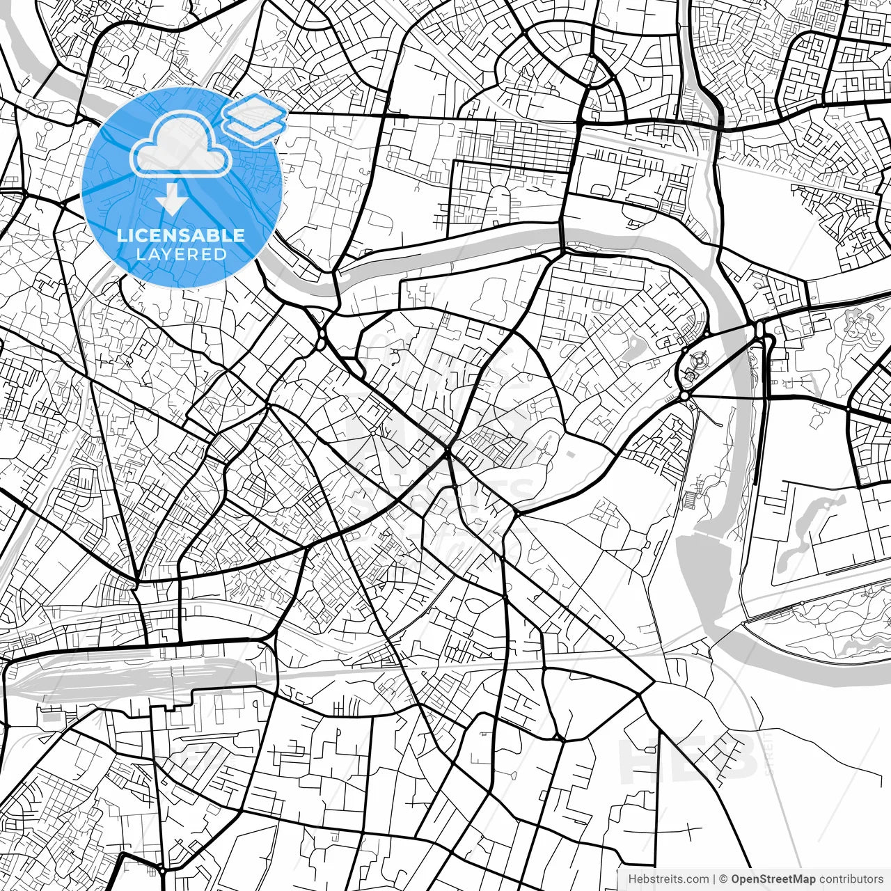 Layered PDF map of Lucknow, Uttar Pradesh, India