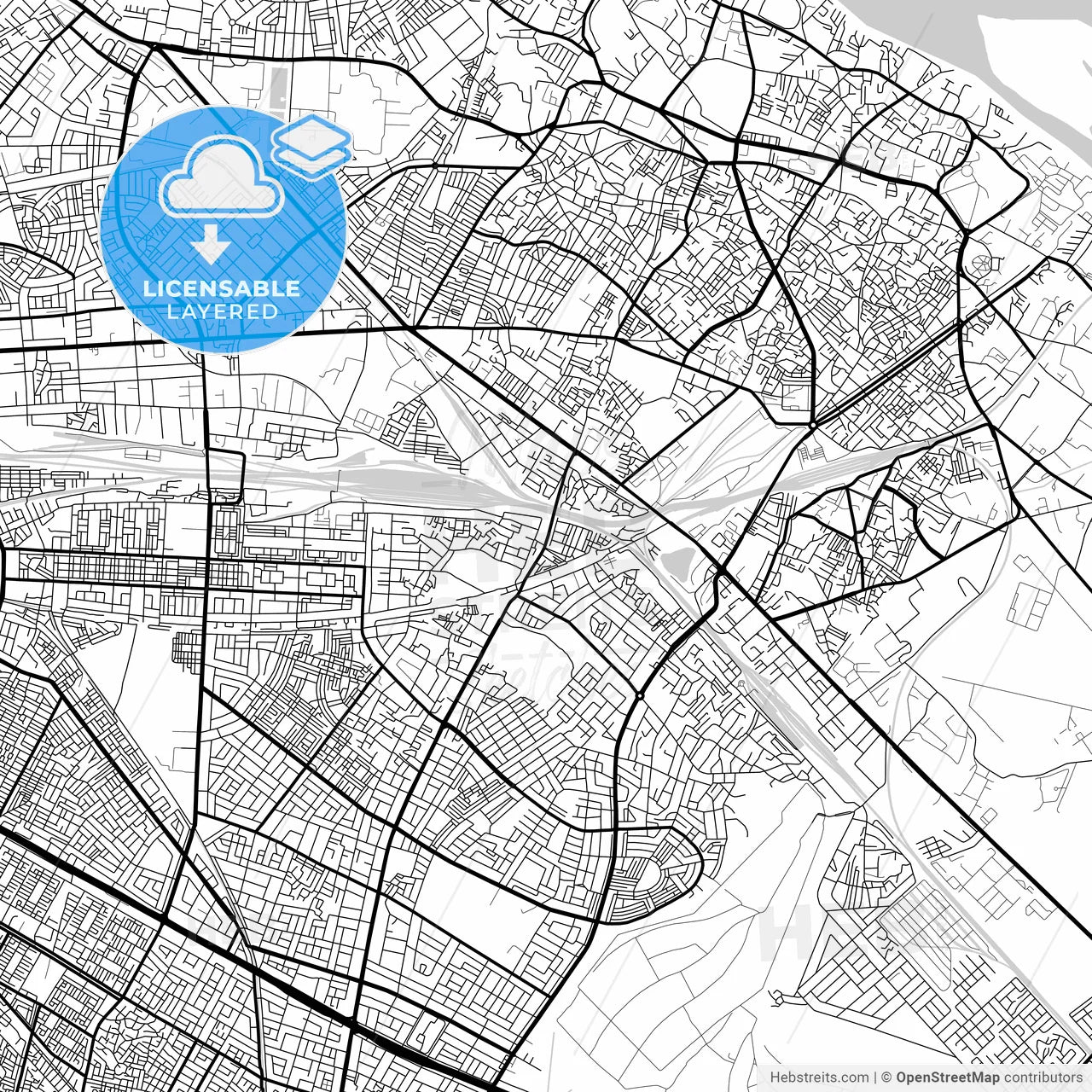 Layered PDF map of Kanpur, Uttar Pradesh, India
