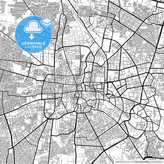 Layered PDF map of Indore, Madhya Pradesh, India