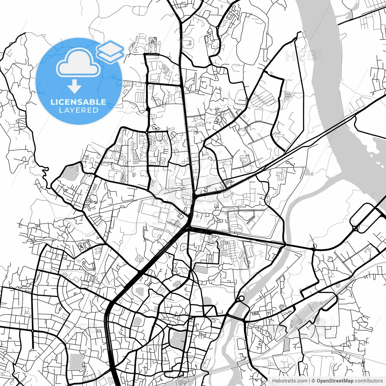 Layered PDF map of Thane, Maharashtra, India