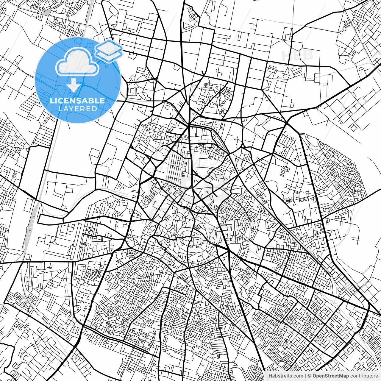 Layered PDF map of Meerut, Uttar Pradesh, India