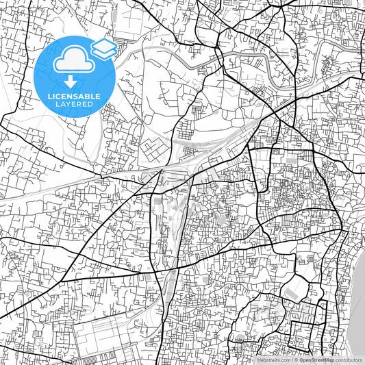 Layered PDF map of Varanasi, Uttar Pradesh, India