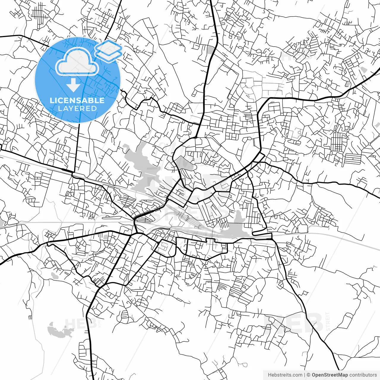 Layered PDF map of Dhanbad, Jharkhand, India