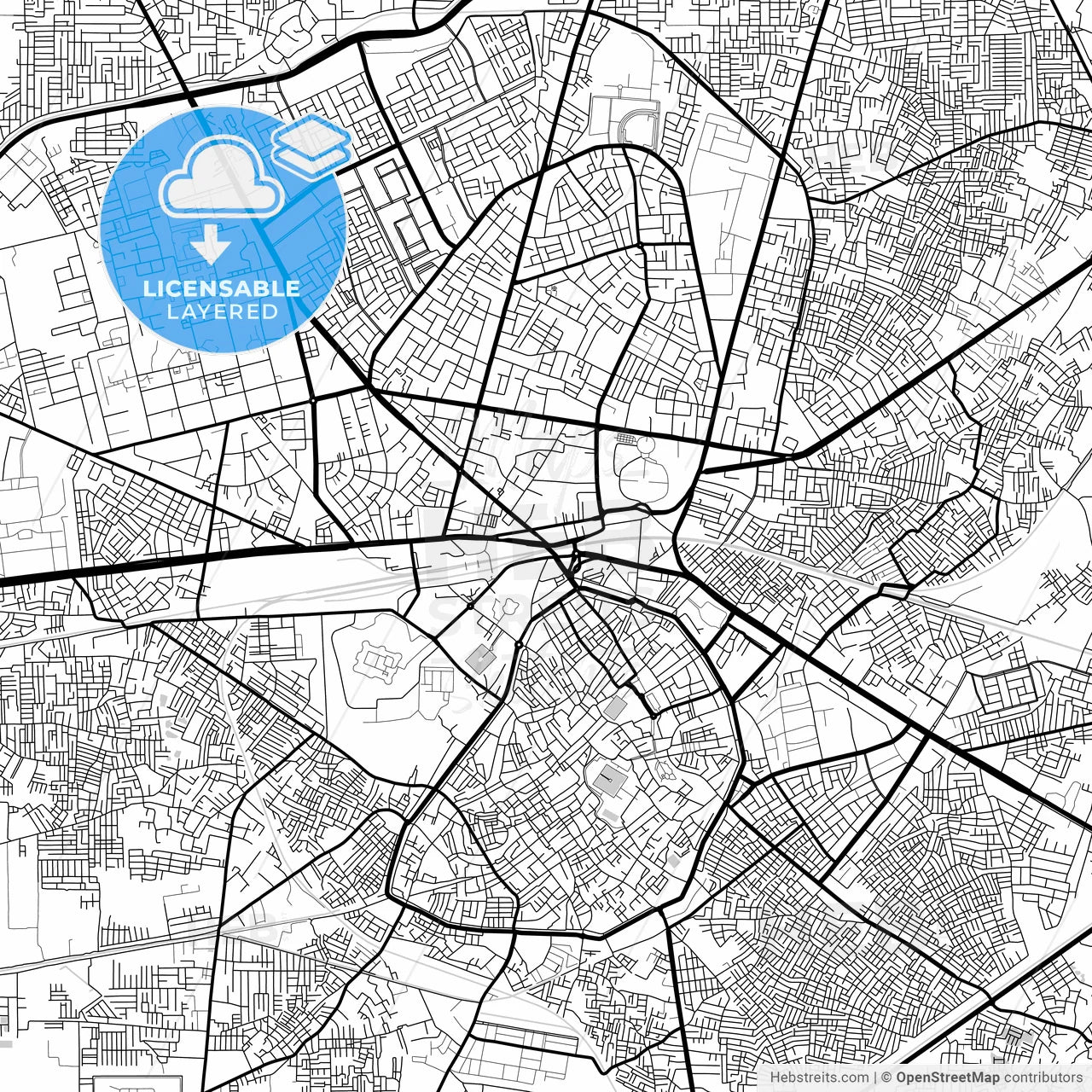 Layered PDF map of Amritsar, Punjab, India