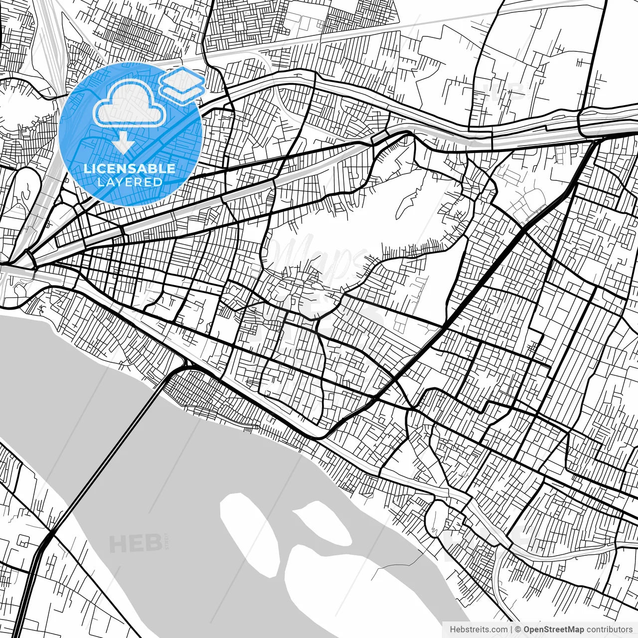 Layered PDF map of Vijayawada, Andhra Pradesh, India