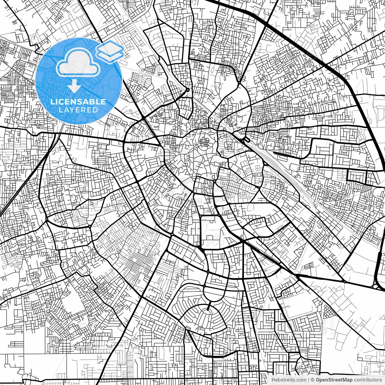 Layered PDF map of Jalandhar, Punjab, India