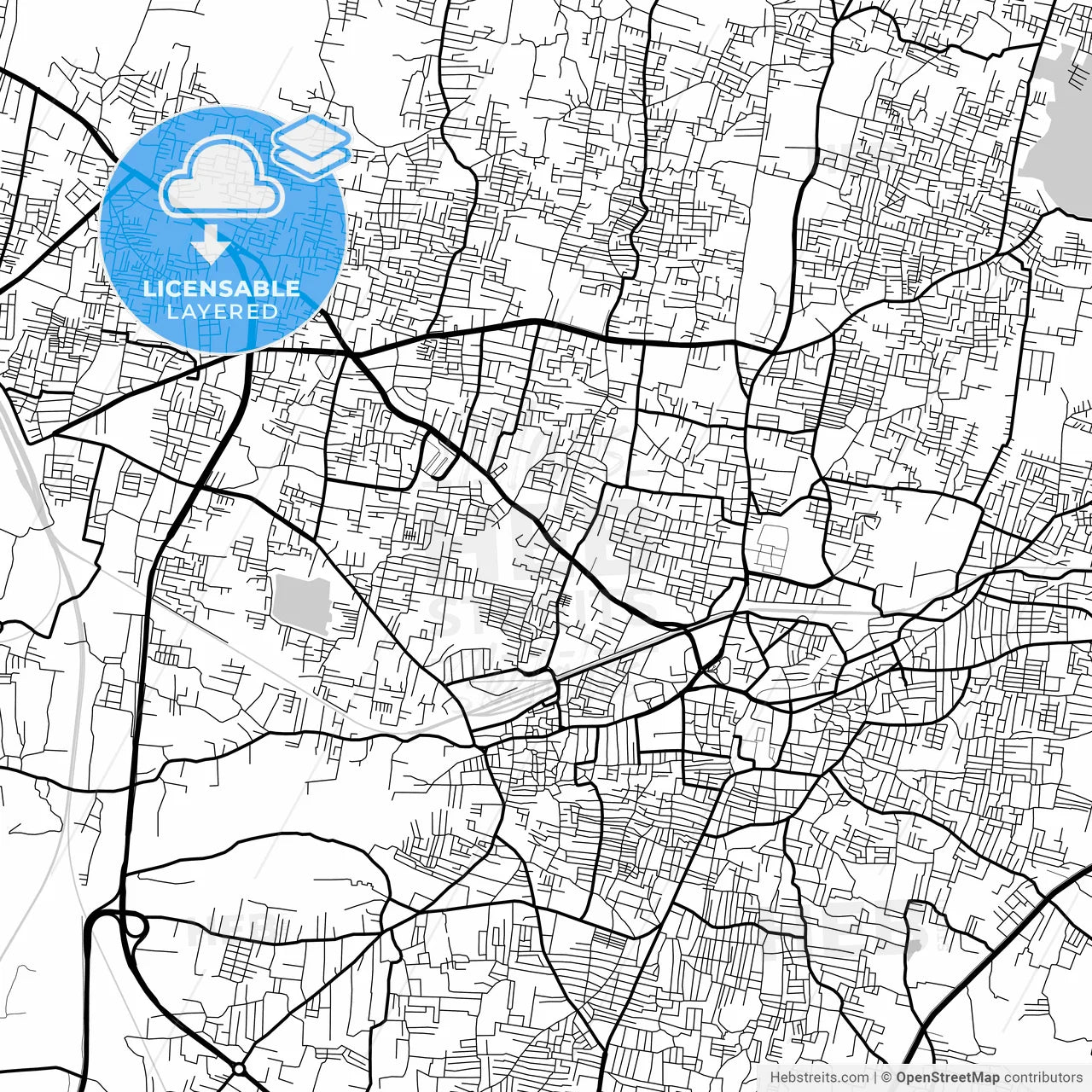 Layered PDF map of Salem, Tamil Nadu, India