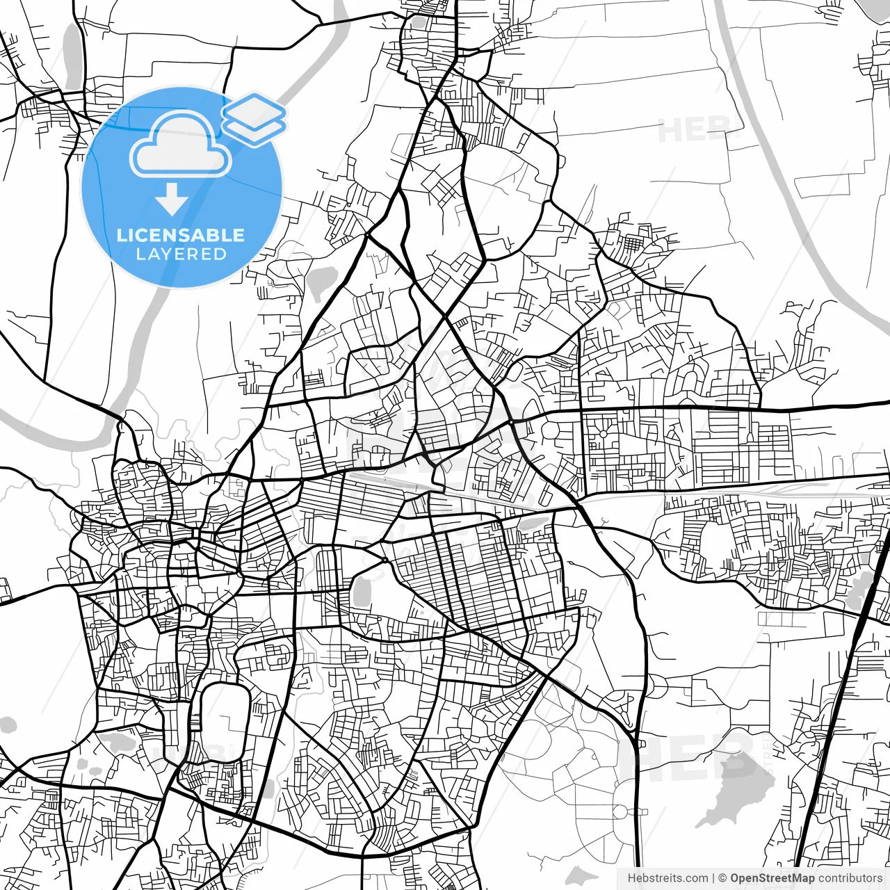 Layered PDF map of Kolhapur, Maharashtra, India