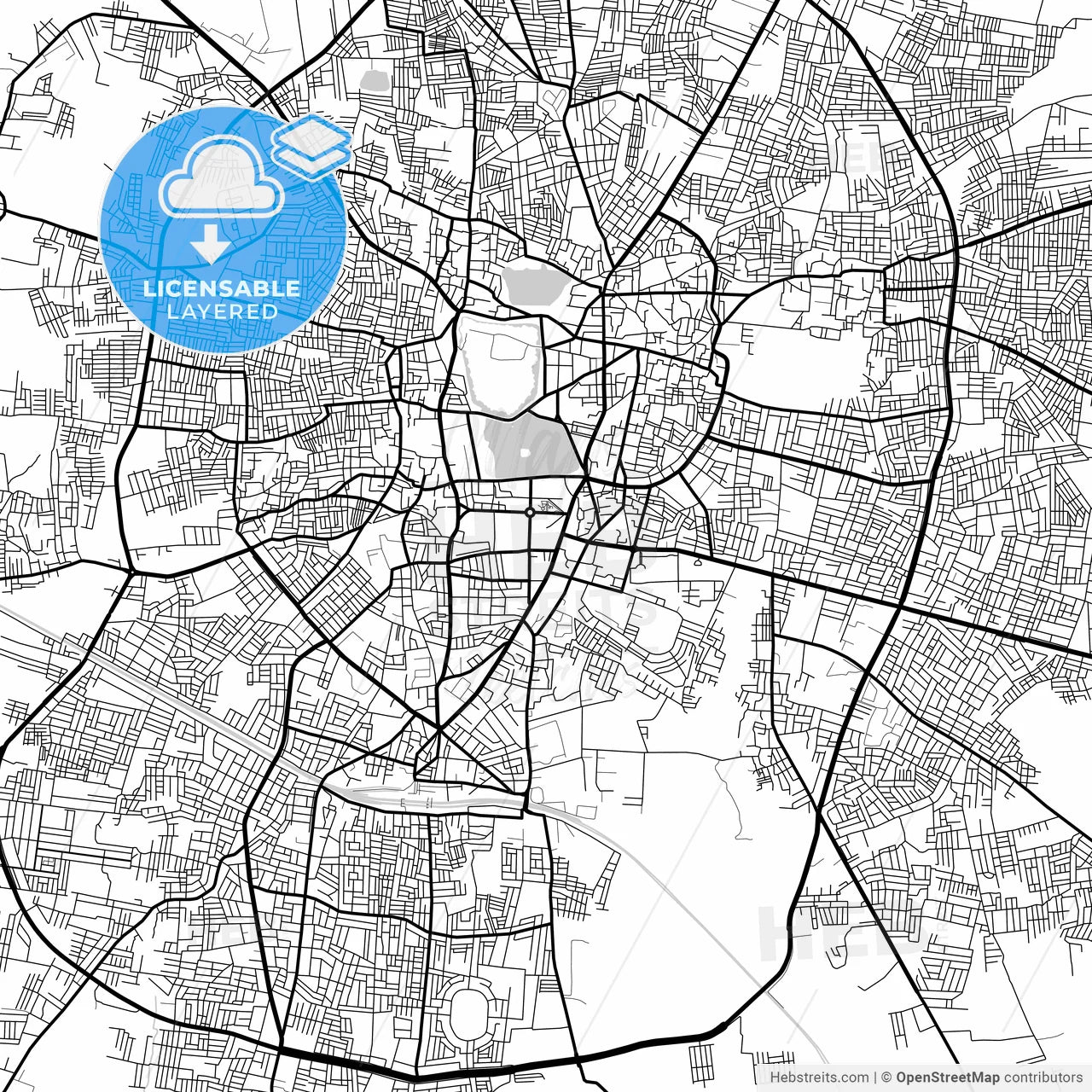 Layered PDF map of Gulbarga, Karnataka, India