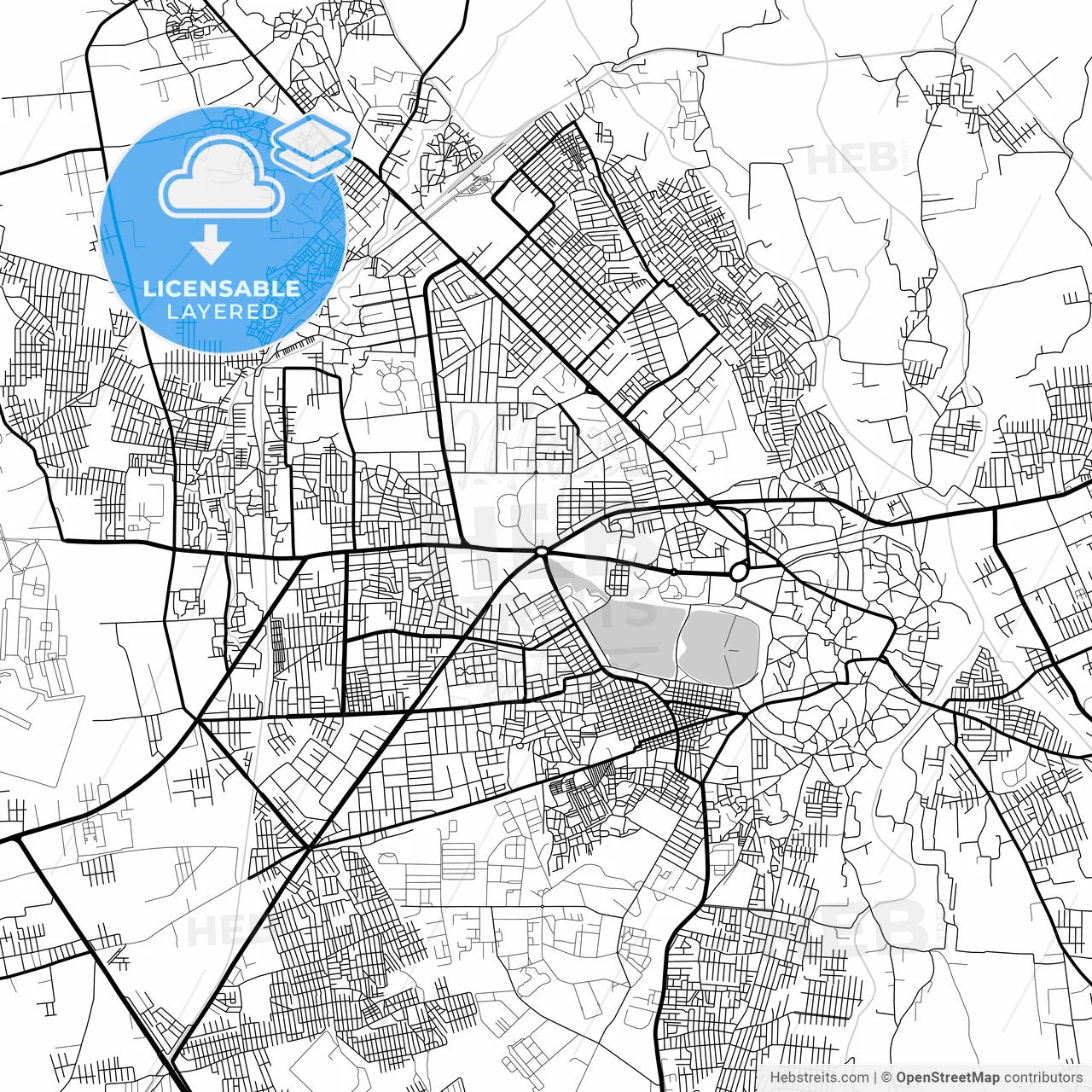 Layered PDF map of Jamnagar, Gujarat, India
