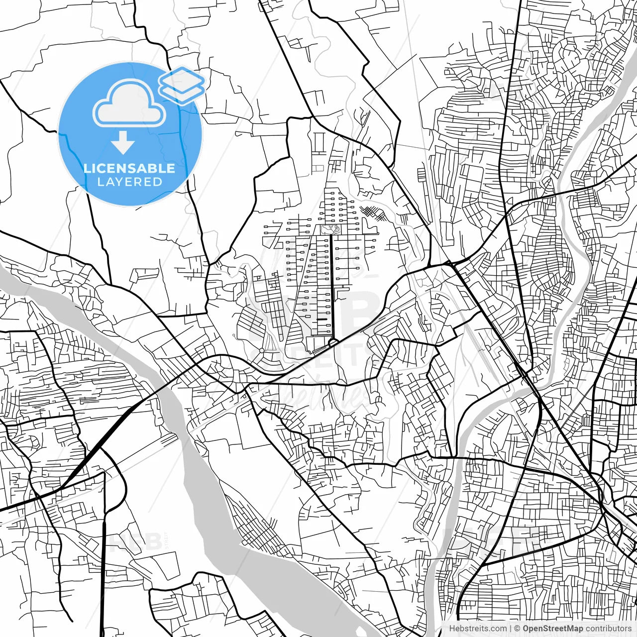 Layered PDF map of Siliguri, West Bengal, India