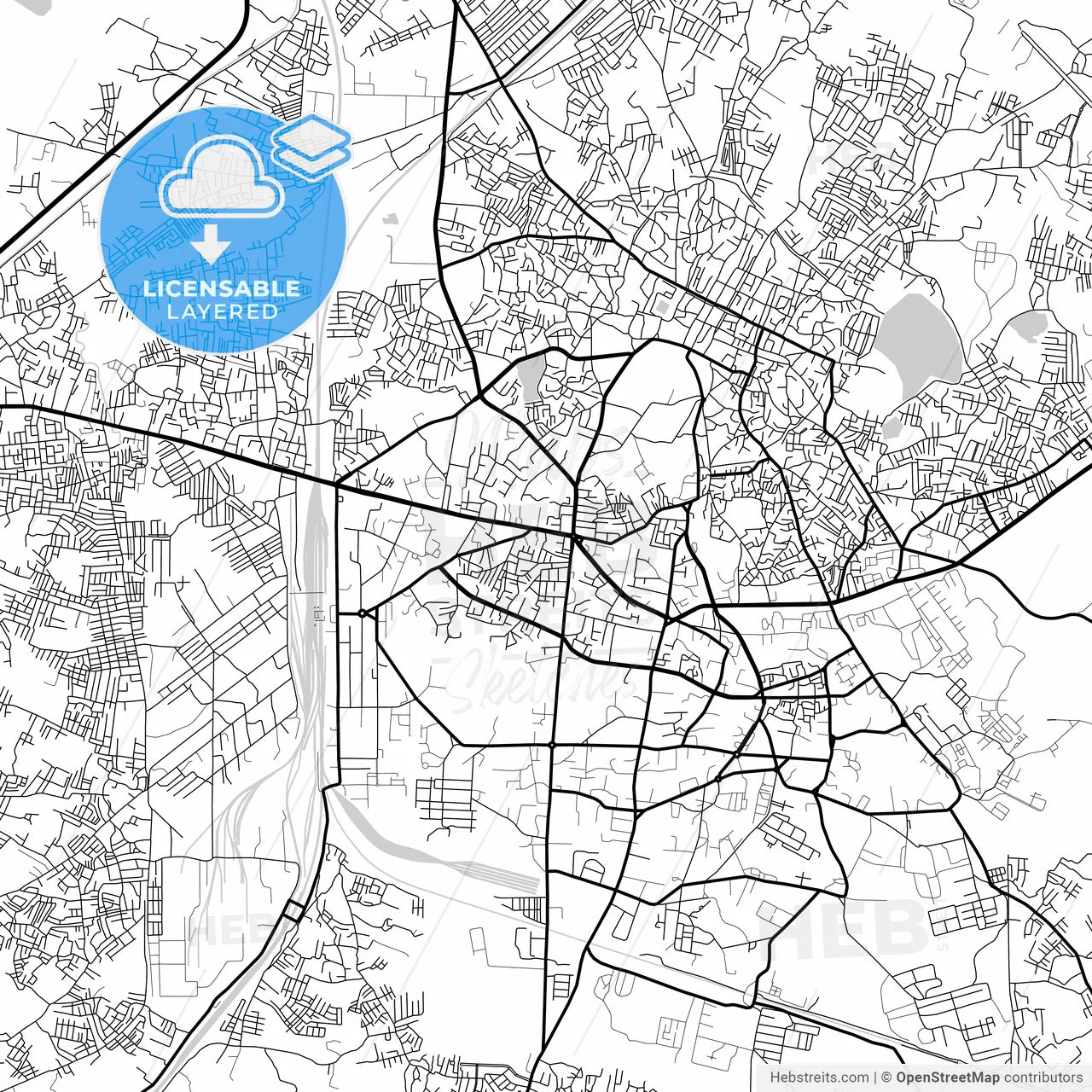 Layered PDF map of Jhansi, Uttar Pradesh, India