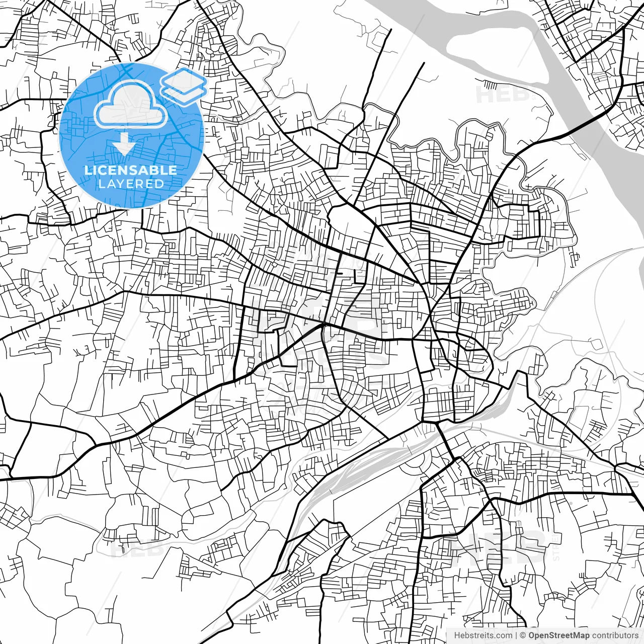 Layered PDF map of Erode, Tamil Nadu, India