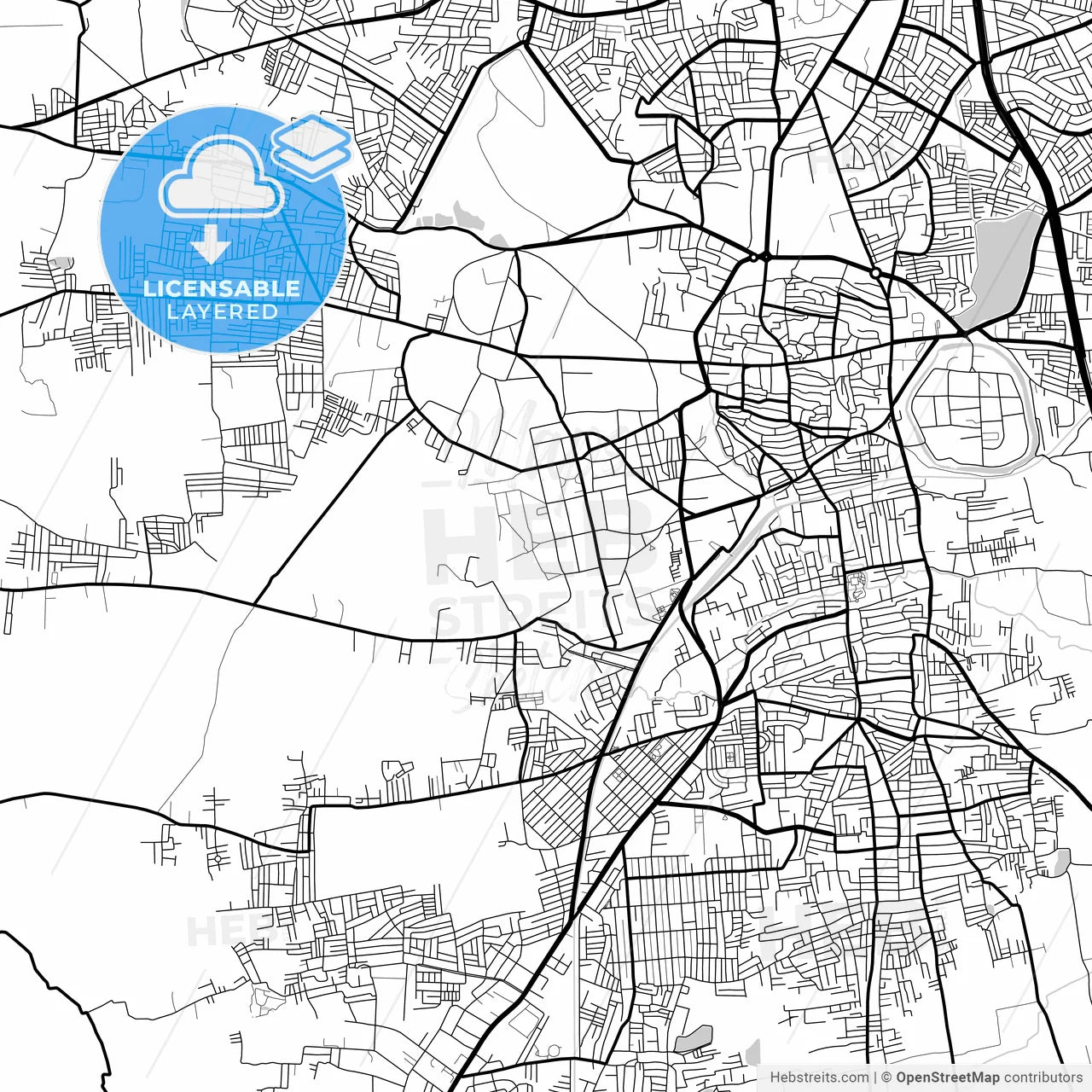 Layered PDF map of Belgaum, Karnataka, India