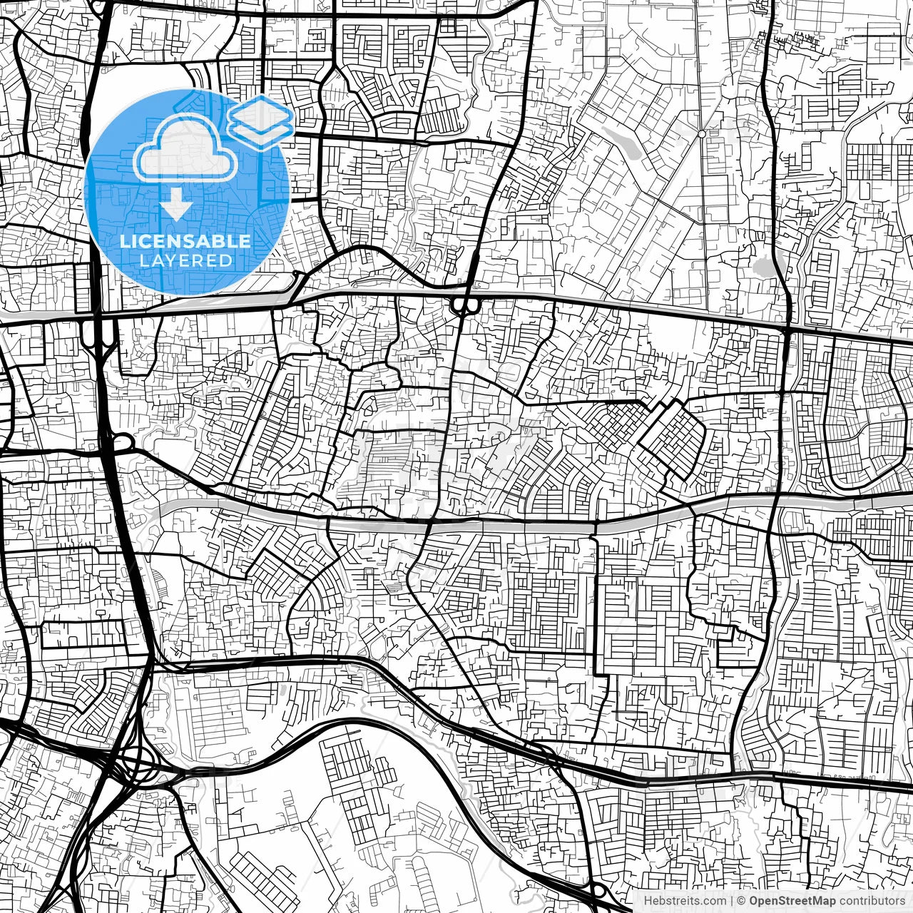 Layered PDF map of East Jakarta, Indonesia