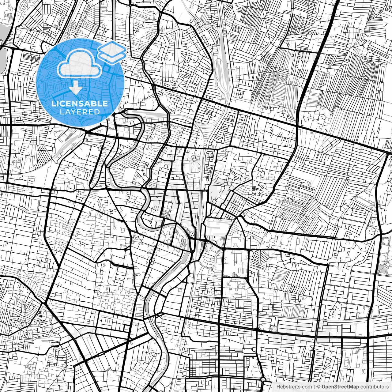 Layered PDF map of Surabaya, East Java, Indonesia