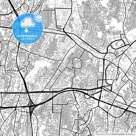 Layered PDF map of Bekasi, West Java, Indonesia
