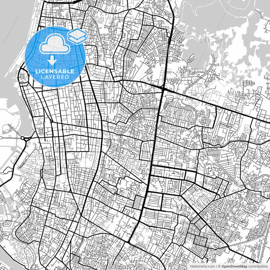 Layered PDF map of Makassar, South Sulawesi, Indonesia