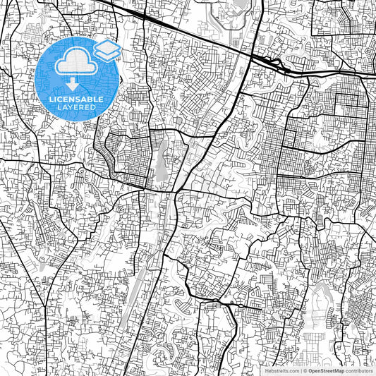 Layered PDF map of Depok, West Java, Indonesia