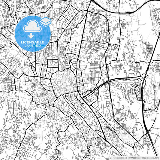 Layered PDF map of Bogor, West Java, Indonesia