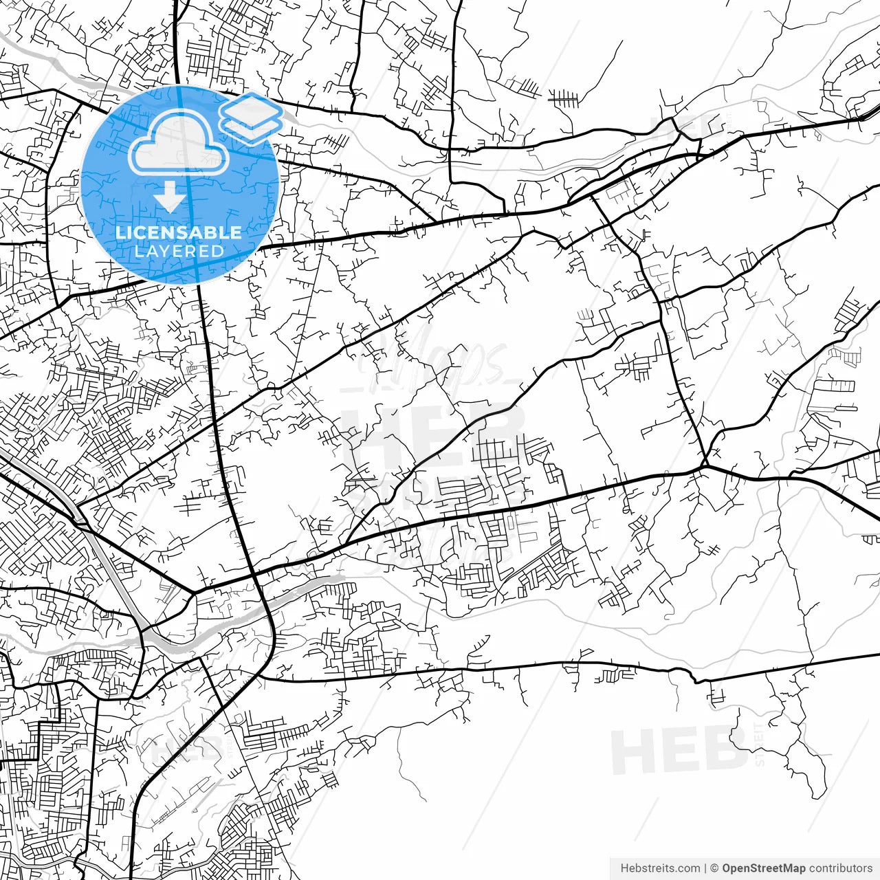 Layered PDF map of Padang, West Sumatra, Indonesia