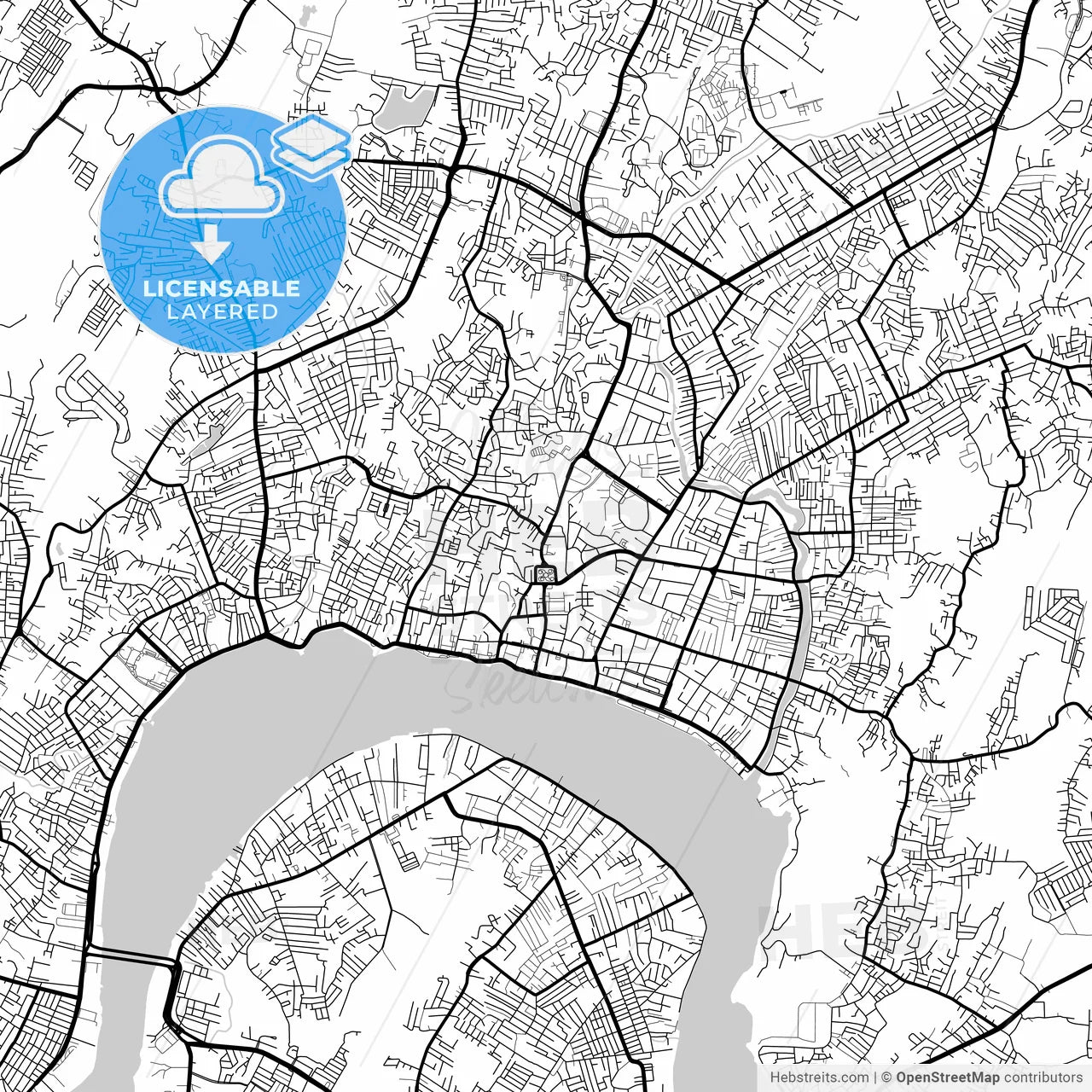 Layered PDF map of Samarinda, East Kalimantan, Indonesia